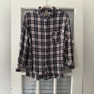 Como Vintage Women’s 2X Blue Red Plaid Flannel Button Up Shirt